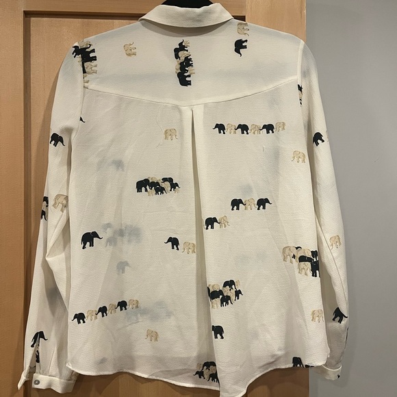 Elephant Print Button-Up Blouse - Picture 2 of 2